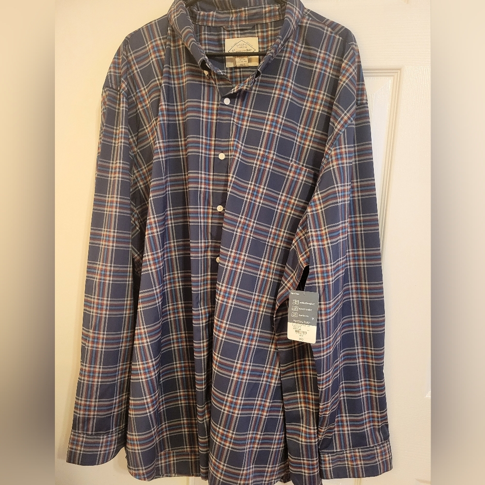 Men's Big & Tall St.Johns Bay Blue Plaid Long Sleeved Shirt 4XLT